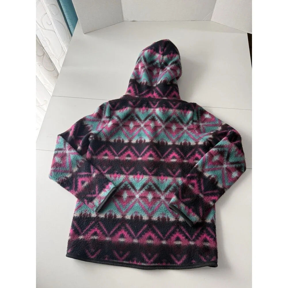 American Eagle Aztec Print Polar Fleece full zip Jacket sweater Hood Size M
